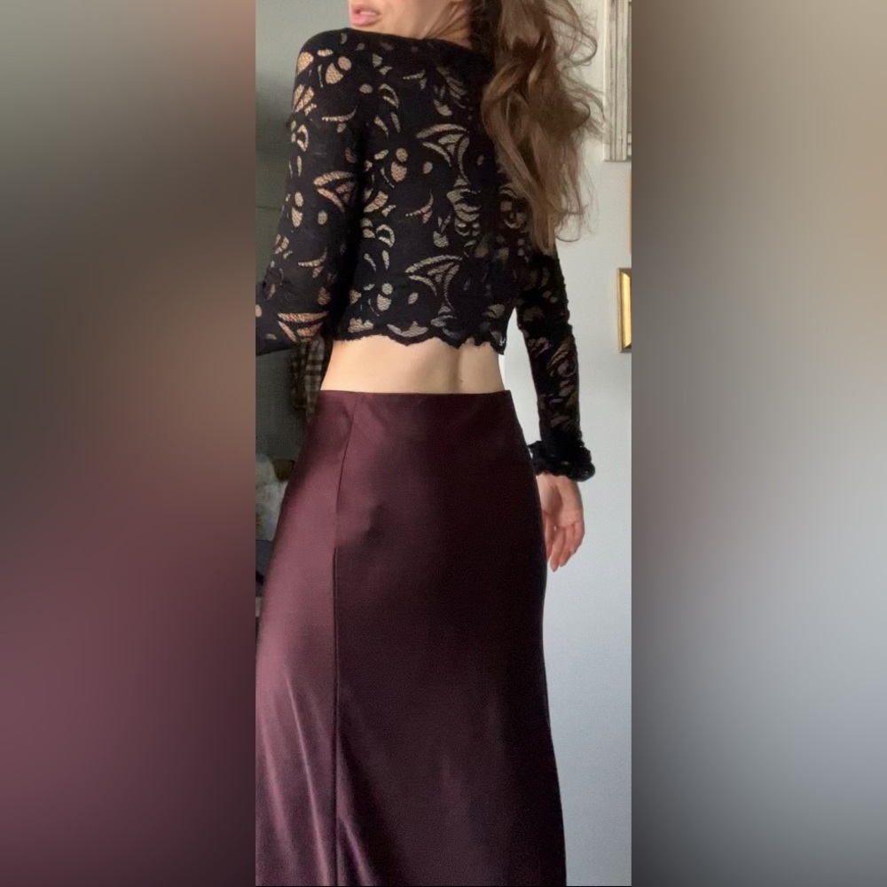 Elegant Black long sleeves crop Lace Top - Picture 8 of 8